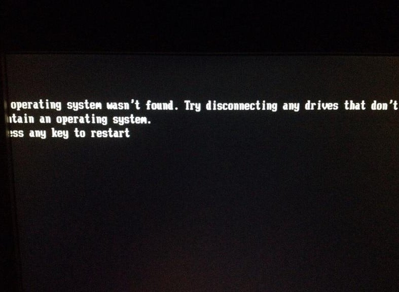 An operating system wasn’t found. Try disconnecting any drives that don’t contain an operating system